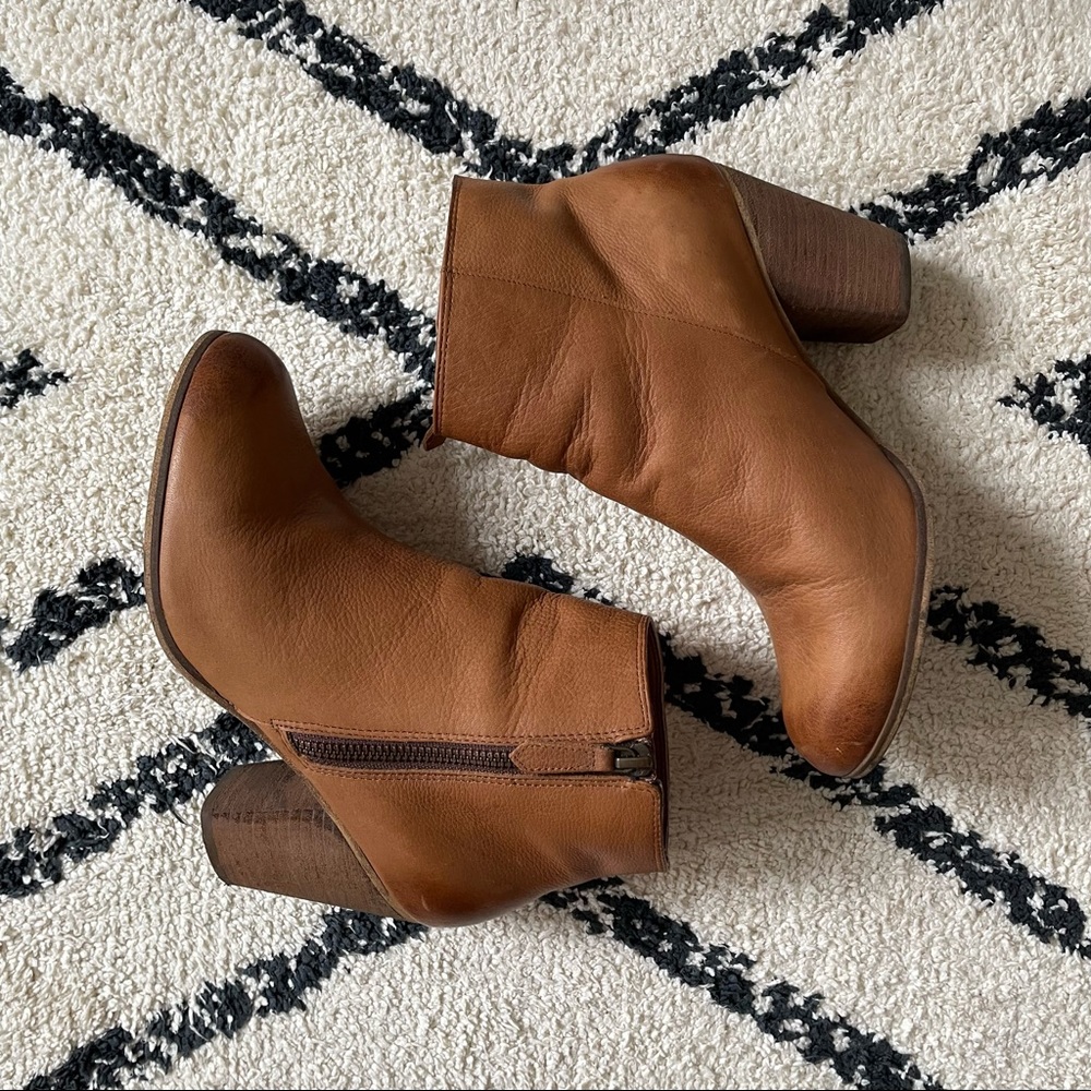 EUC BP Trolley Ankle Booties in Cognac Burnished Leather
